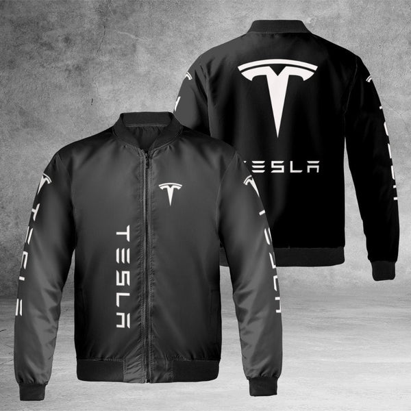 Electric Car Enthusiast Bomber Jacket | Minimalist Logo Streetwear | Durable Nylon Shell | Premium Unisex Gift for EV Drivers