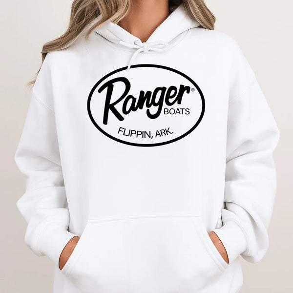 Ranger Boats Logo Hoodie | Vintage Fishing Brand Graphic | Soft Cotton-Polyester Blend | Premium Gift for Anglers and Outdoor
