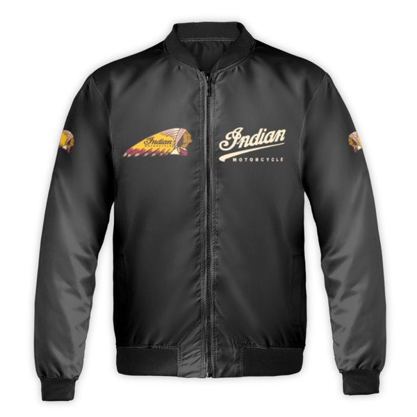 Indian Motorcycle Bomber Jacket | Classic Logo Graphic Print | Durable Nylon & Polyester Lining | Premium Streetwear Gift For