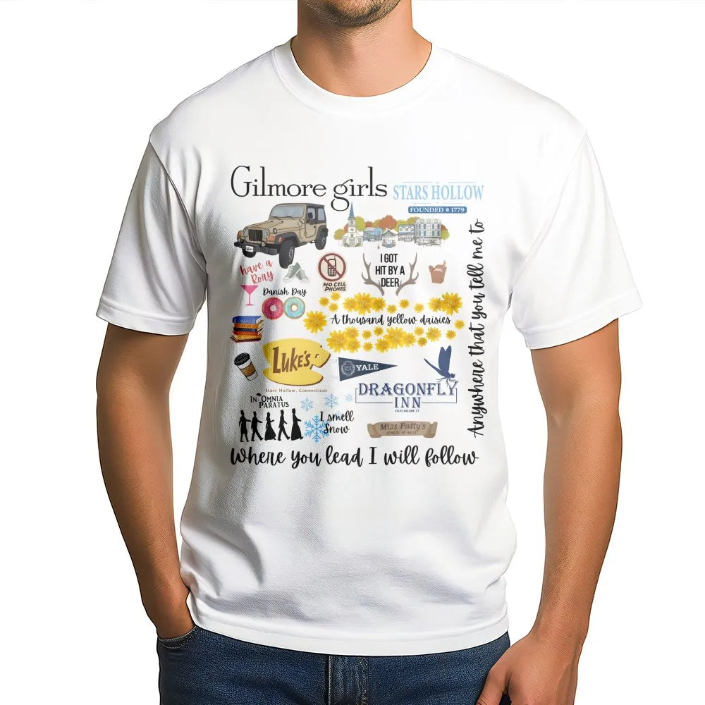 Stars Hollow Graphic T-Shirt | Iconic TV Show Reference Print | Premium Soft Cotton | Gift for Gilmore Girls Fans and Book Lo