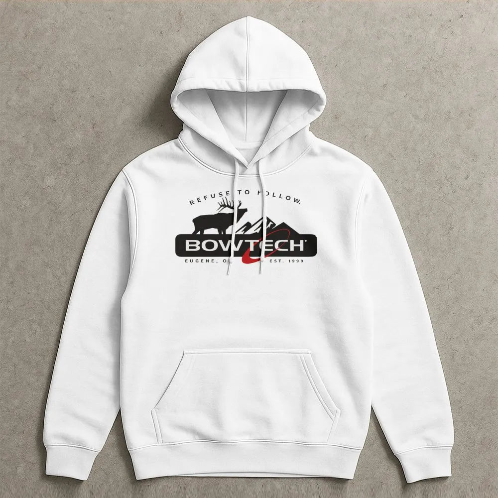 Bowtech Archery Hoodie | Elk Mountain Graphic Print | Premium Cotton-Poly Blend | Gift For Bowhunters And Outdoor Enthusiasts
