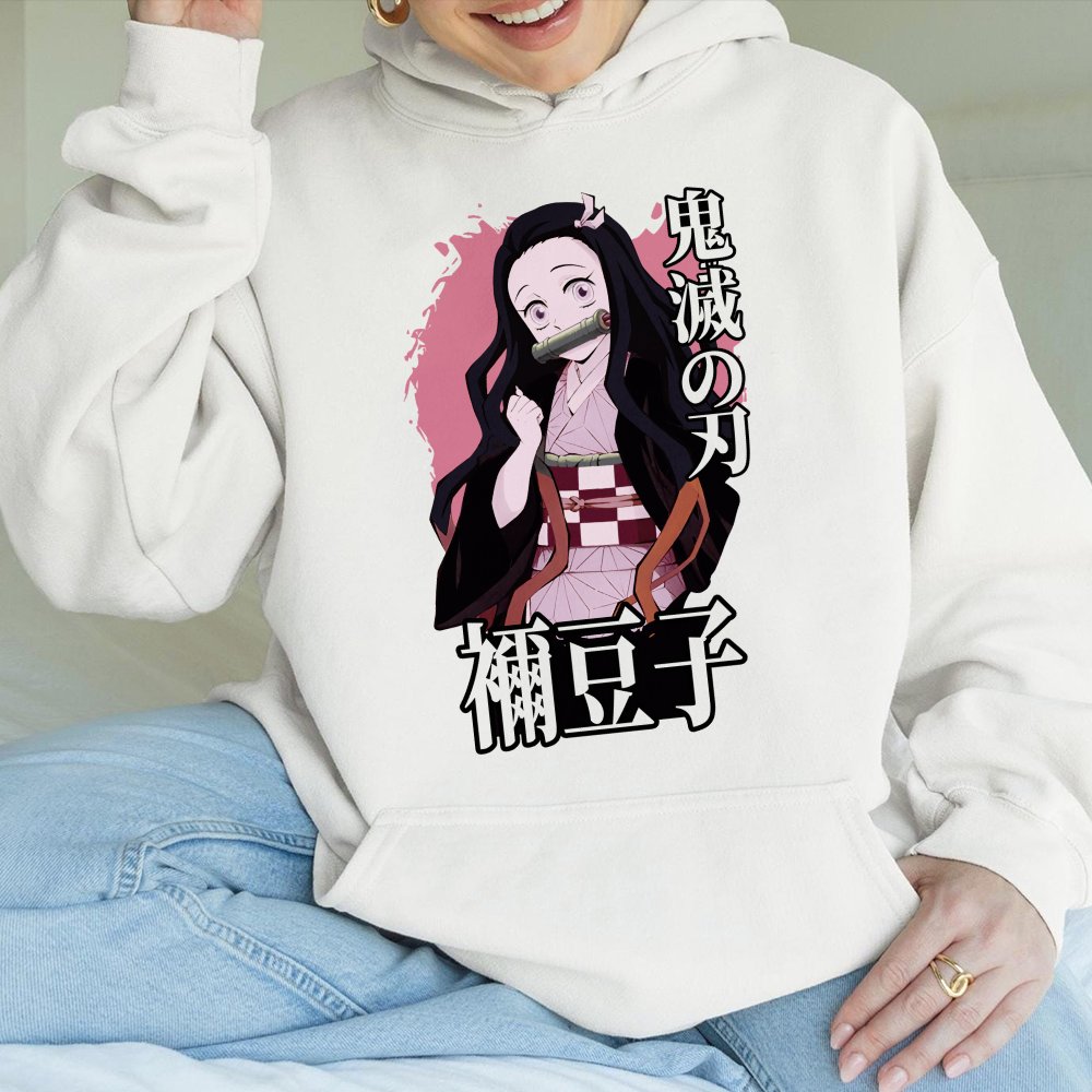 Nezuko Kamado Hoodie | Demon Slayer Graphic Sweatshirt | Cotton-Polyester Blend | Anime Gift for Manga Fans