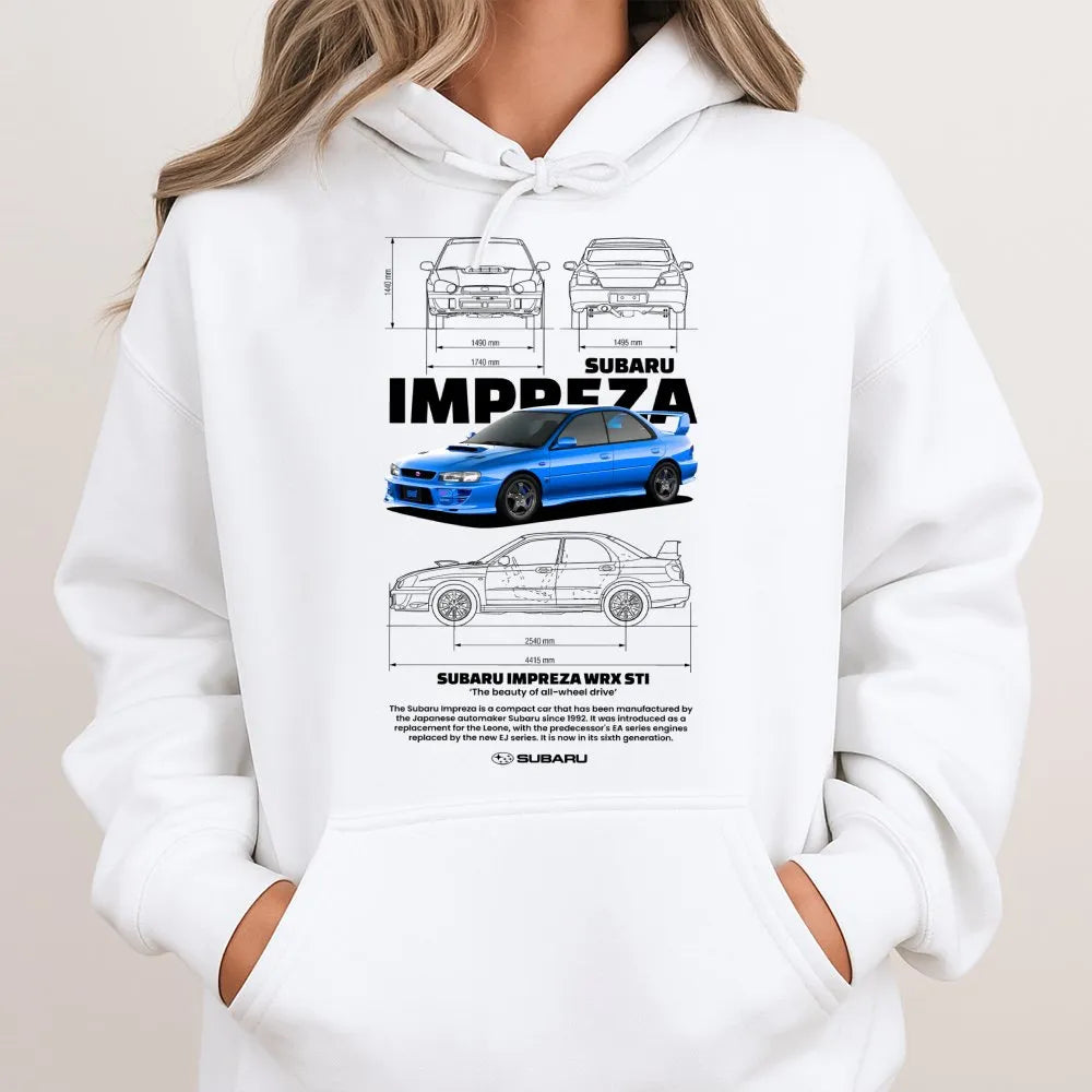 JDM Rally Car Hoodie | Subaru Impreza WRX STi Blueprint Graphic | Premium Cotton Blend | Gift For Car Enthusiast Men Women