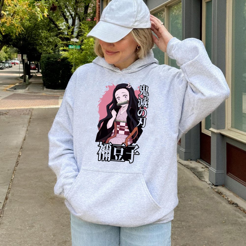 Nezuko Kamado Hoodie | Demon Slayer Graphic Sweatshirt | Cotton-Polyester Blend | Anime Gift for Manga Fans