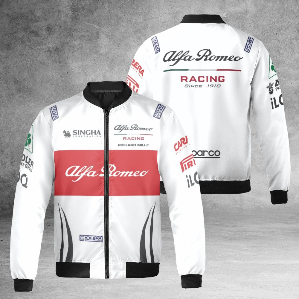 Alfa Romeo Racing Bomber Jacket | Formula 1 Inspired Streetwear | Nylon Shell & Quilted Lining | Premium Motorsport Gift for 