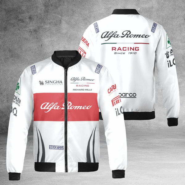 Alfa Romeo Racing Bomber Jacket | Formula 1 Inspired Streetwear | Nylon Shell & Quilted Lining | Premium Motorsport Gift for 