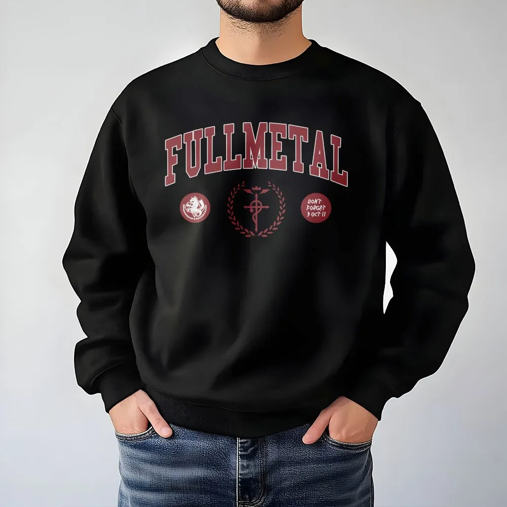 Fullmetal Alchemist Sweatshirt | Varsity Letterman Anime Graphic | Premium Cotton Blend | Gift for Manga Lovers Fans