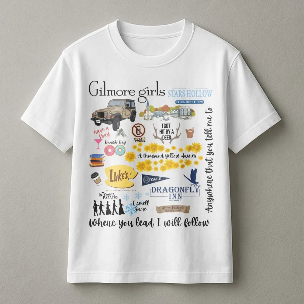 Stars Hollow Graphic T-Shirt | Iconic TV Show Reference Print | Premium Soft Cotton | Gift for Gilmore Girls Fans and Book Lo