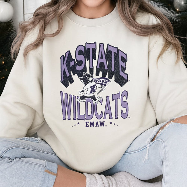 K-State Wildcats Sweatshirt | Vintage Willie The Wildcat Mascot Design | Cotton-Poly Blend Premium Apparel | College Game Day