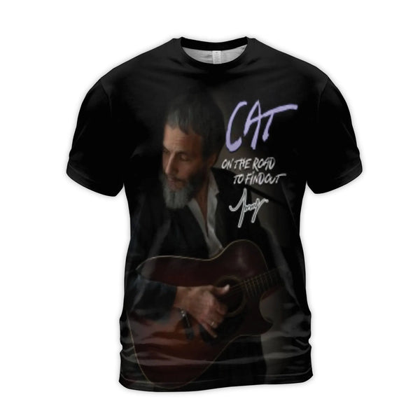 Cat Stevens T-Shirt | On The Road To Findout Book Tour Graphic | Premium Polyester Blend | Music Legend Fan Gift