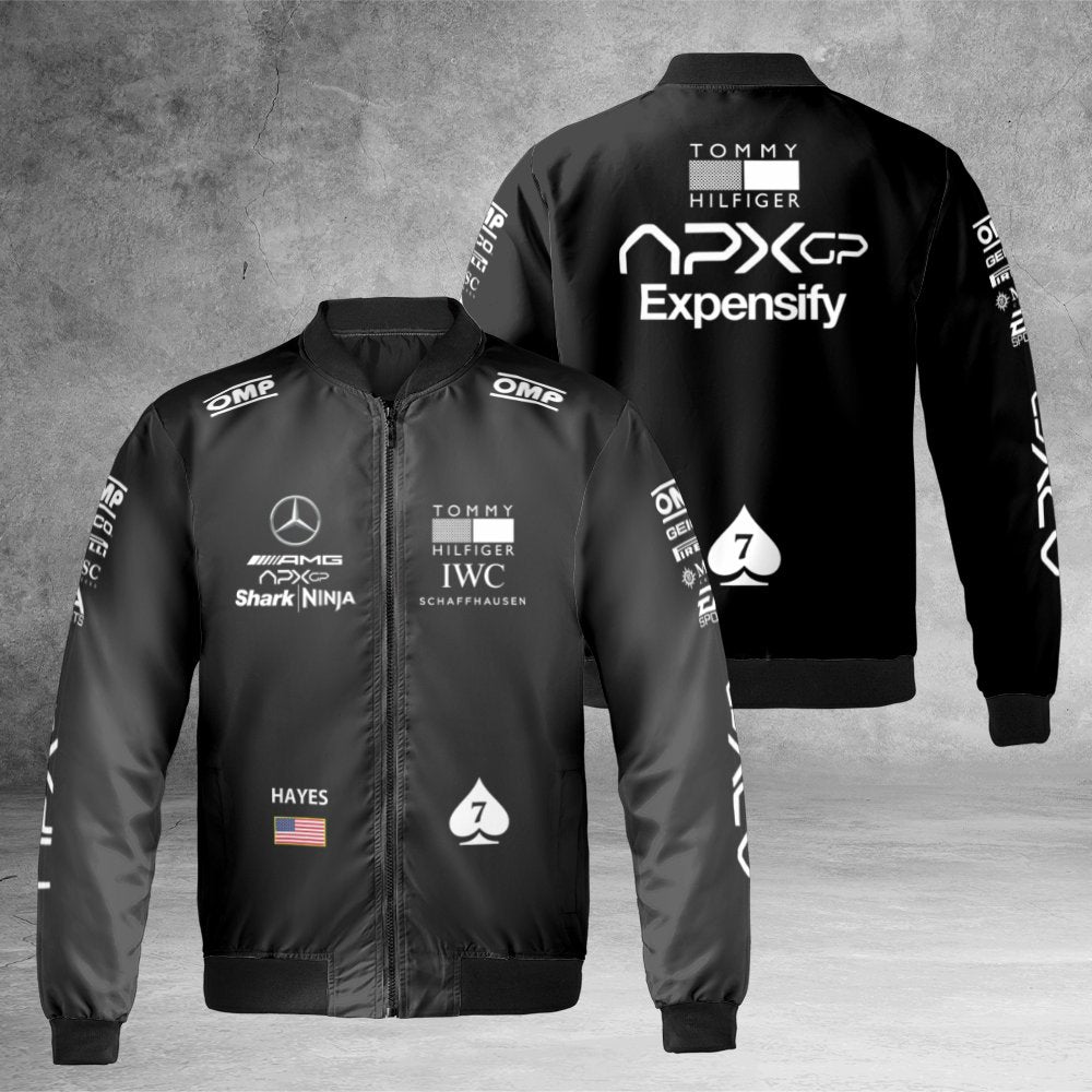 F1 Inspired Bomber Jacket | APXGP Racing Team Graphic | Durable Nylon Outerwear | Premium Streetwear Gift for Motorsport Fans