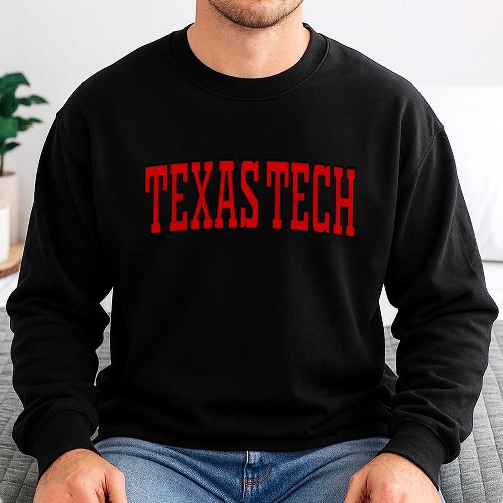 Texas Tech University Sweatshirt | Distressed Varsity Lettering | Premium Cotton Blend Fleece | Cozy College Apparel for Stud