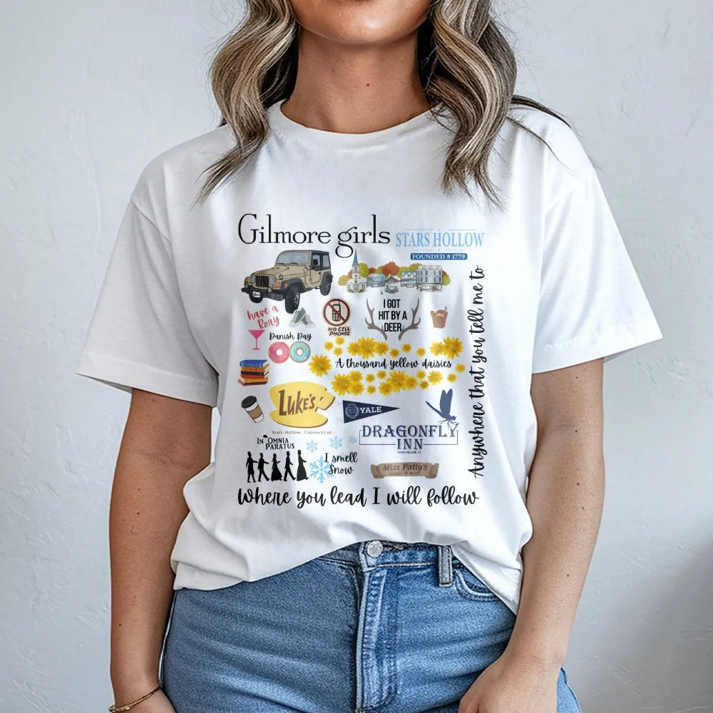 Stars Hollow Graphic T-Shirt | Iconic TV Show Reference Print | Premium Soft Cotton | Gift for Gilmore Girls Fans and Book Lo