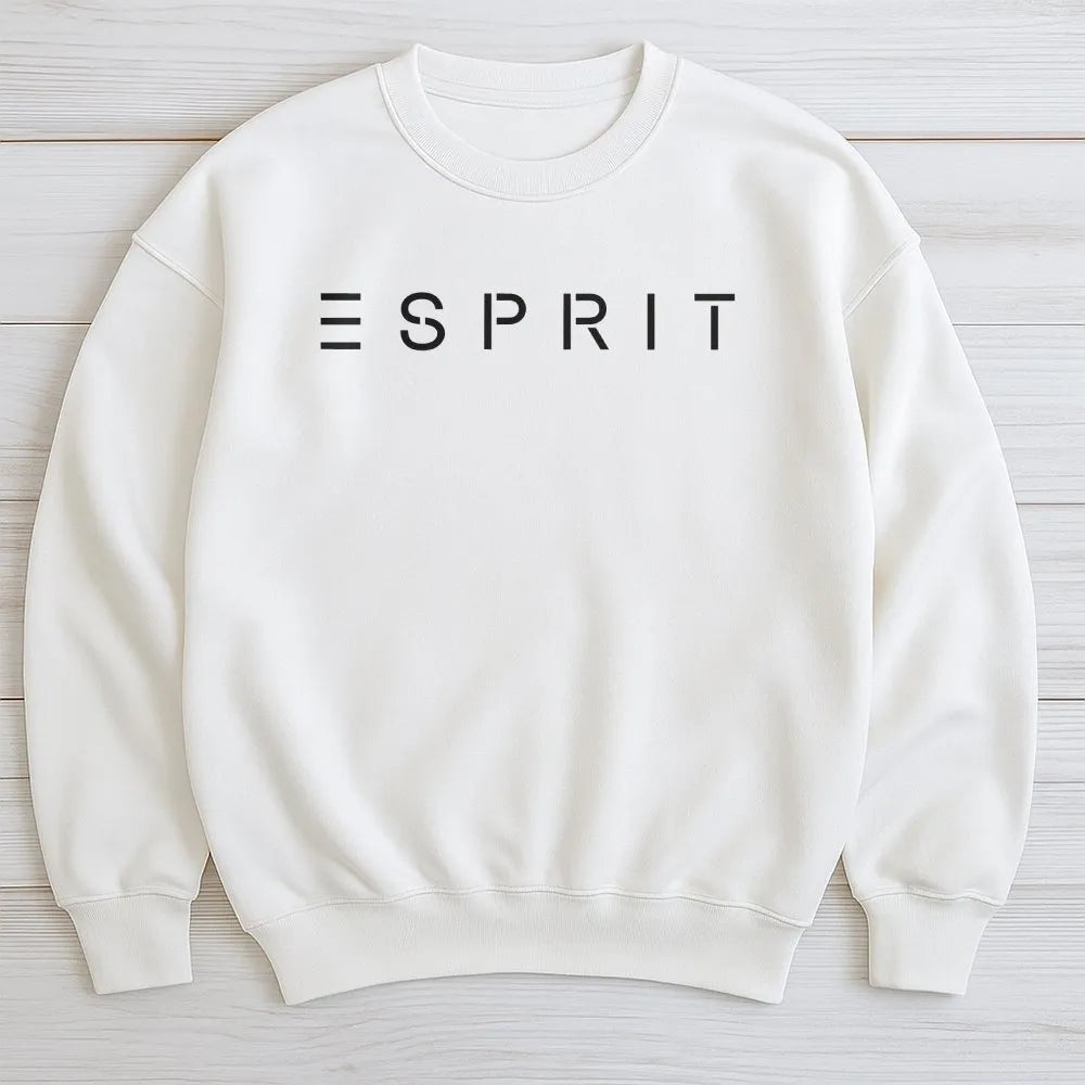 Esprit Logo Sweatshirt | Minimalist Graphic Pullover | Soft Cotton Blend Premium Quality | Unisex Casual Crewneck Gift for Me