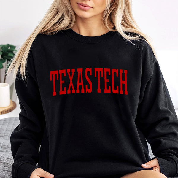 Texas Tech University Sweatshirt | Distressed Varsity Lettering | Premium Cotton Blend Fleece | Cozy College Apparel for Stud