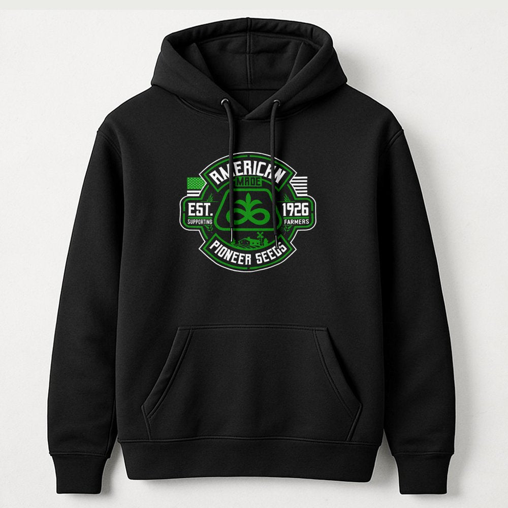 Pioneer Seeds Graphic Hoodie | American Made Agriculture Design | Premium Cotton Blend | Gift For Farmer And Agricultural Sup