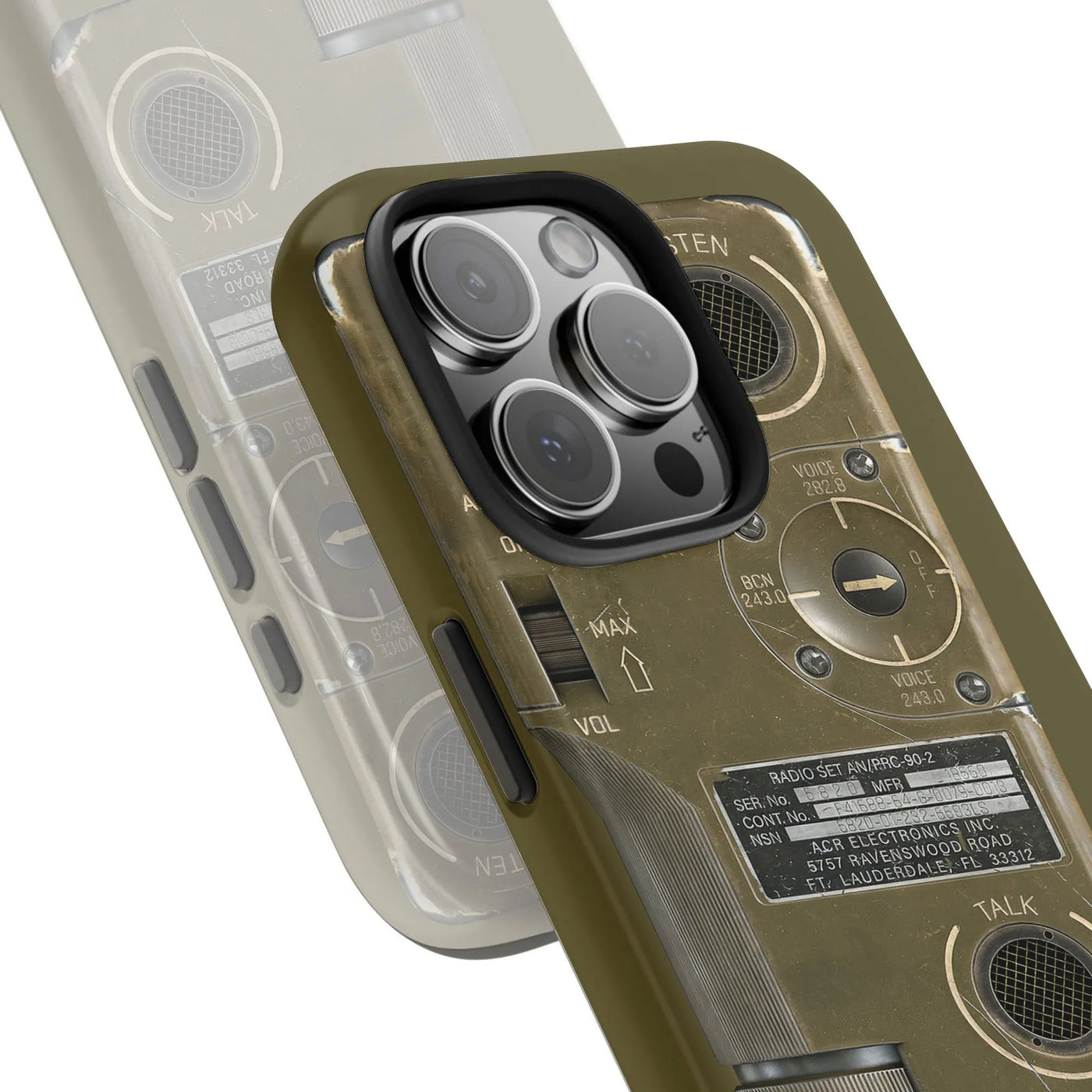 Military Radio iPhone Case | Vintage AN/PRC-90-2 Walkie Talkie Design | Dual-Layer Polycarbonate Protection | Unique Gift for