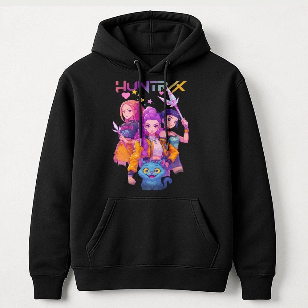 Anime Girl Hoodie | Huntrix Magical Warrior Graphic | Premium Cotton Blend Streetwear | Aesthetic Kawaii Gift For Teens And A