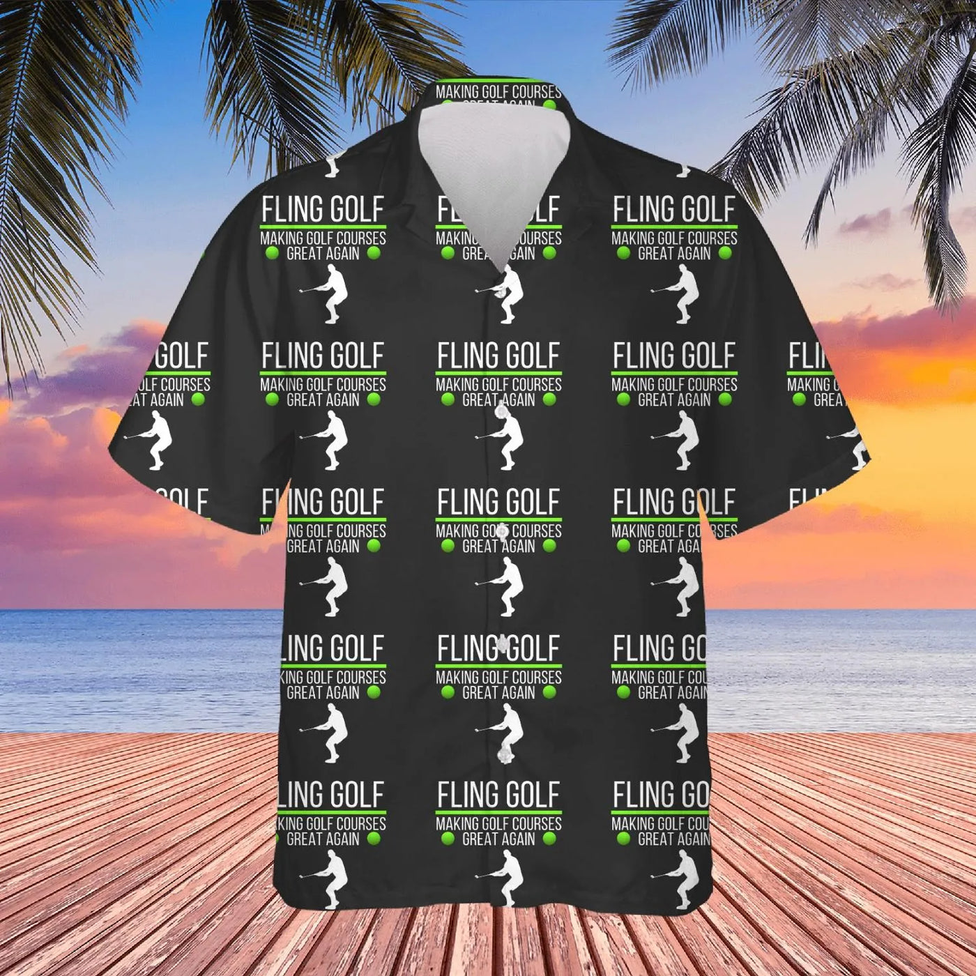 Fling Golf Hawaiian Shirt | Golf Course All-Over Print | Premium Lightweight Aloha Shirt | Funny Golf Gift for Men and Women