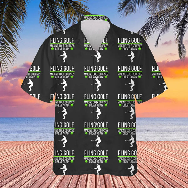 Fling Golf Hawaiian Shirt | Golf Course All-Over Print | Premium Lightweight Aloha Shirt | Funny Golf Gift for Men and Women