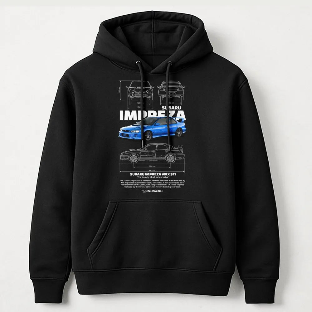 JDM Rally Car Hoodie | Subaru Impreza WRX STi Blueprint Graphic | Premium Cotton Blend | Gift For Car Enthusiast Men Women