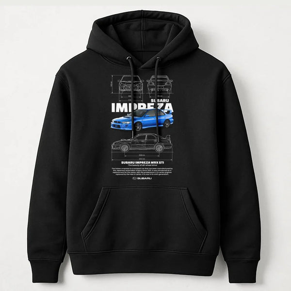 JDM Rally Car Hoodie | Subaru Impreza WRX STi Blueprint Graphic | Premium Cotton Blend | Gift For Car Enthusiast Men Women