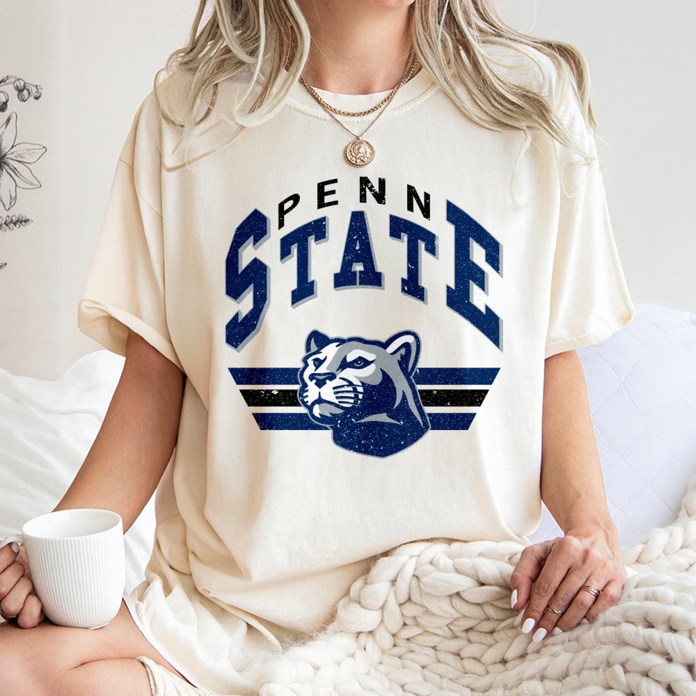 Penn State Nittany Lions T-Shirt | Vintage Mascot Graphic Print | Premium 100% Cotton Tee | College Fan Apparel Gift For Stud
