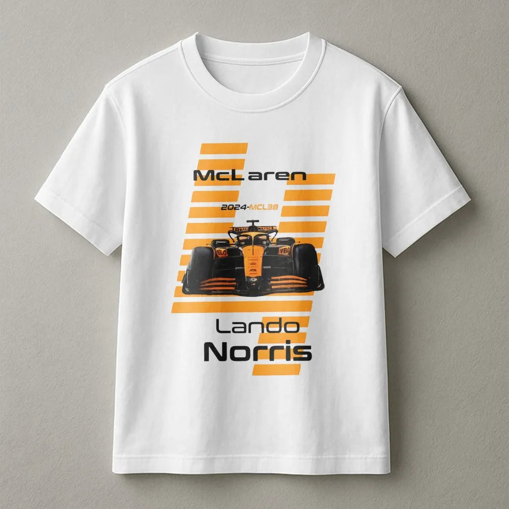 Lando Norris Formula 1 T-Shirt | McLaren Racing MCL38 Graphic | Premium Cotton F1 Apparel | Perfect Gift for Grand Prix Fans