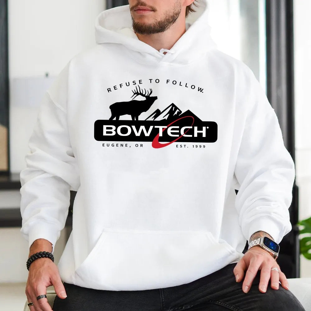 Bowtech Archery Hoodie | Elk Mountain Graphic Print | Premium Cotton-Poly Blend | Gift For Bowhunters And Outdoor Enthusiasts