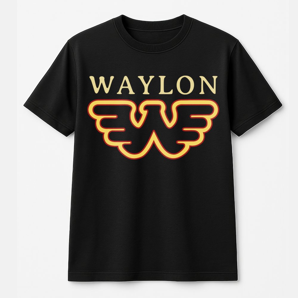 Waylon Jennings T-Shirt | Retro Flying W Logo Graphic | 100% Cotton Premium Tee | Classic Country Music Fan Gift for Men and 