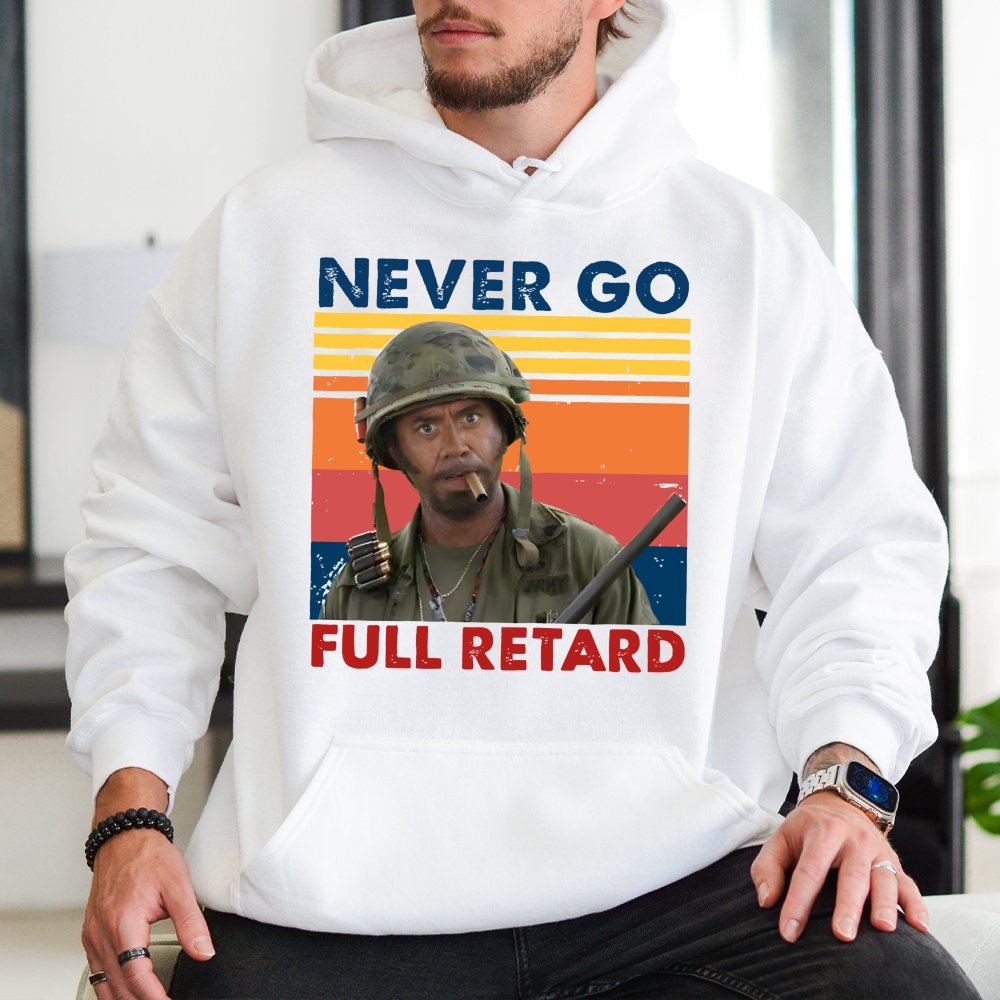 Never Go Full Retro Hoodie | Funny 2000s Comedy Movie Quote | Premium Cotton Blend Sweatshirt | Cult Classic Gift for Movie B