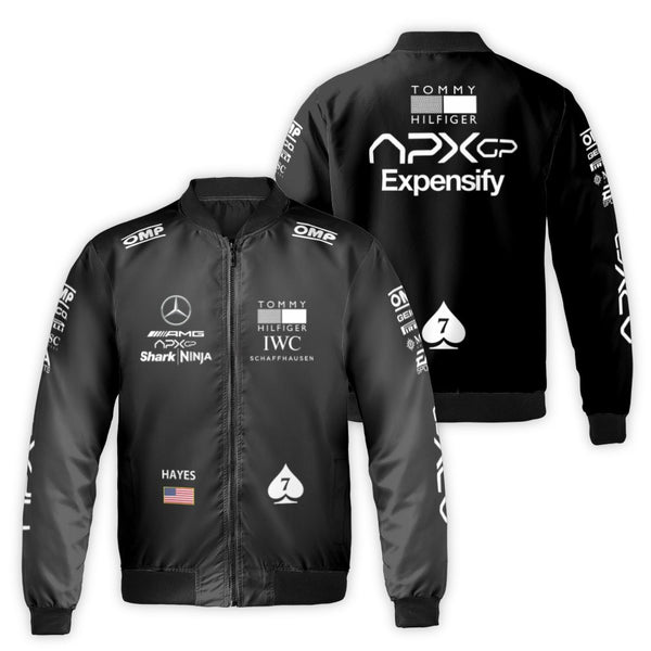 F1 Inspired Bomber Jacket | APXGP Racing Team Graphic | Durable Nylon Outerwear | Premium Streetwear Gift for Motorsport Fans