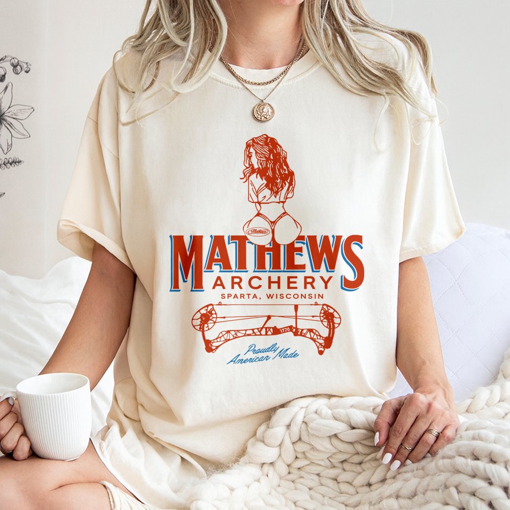 Mathews Archery T-Shirt | Retro Bowhunter Graphic Design | 100% Cotton Premium Tee | Gift For Archery Fans And Bowhunting Ent