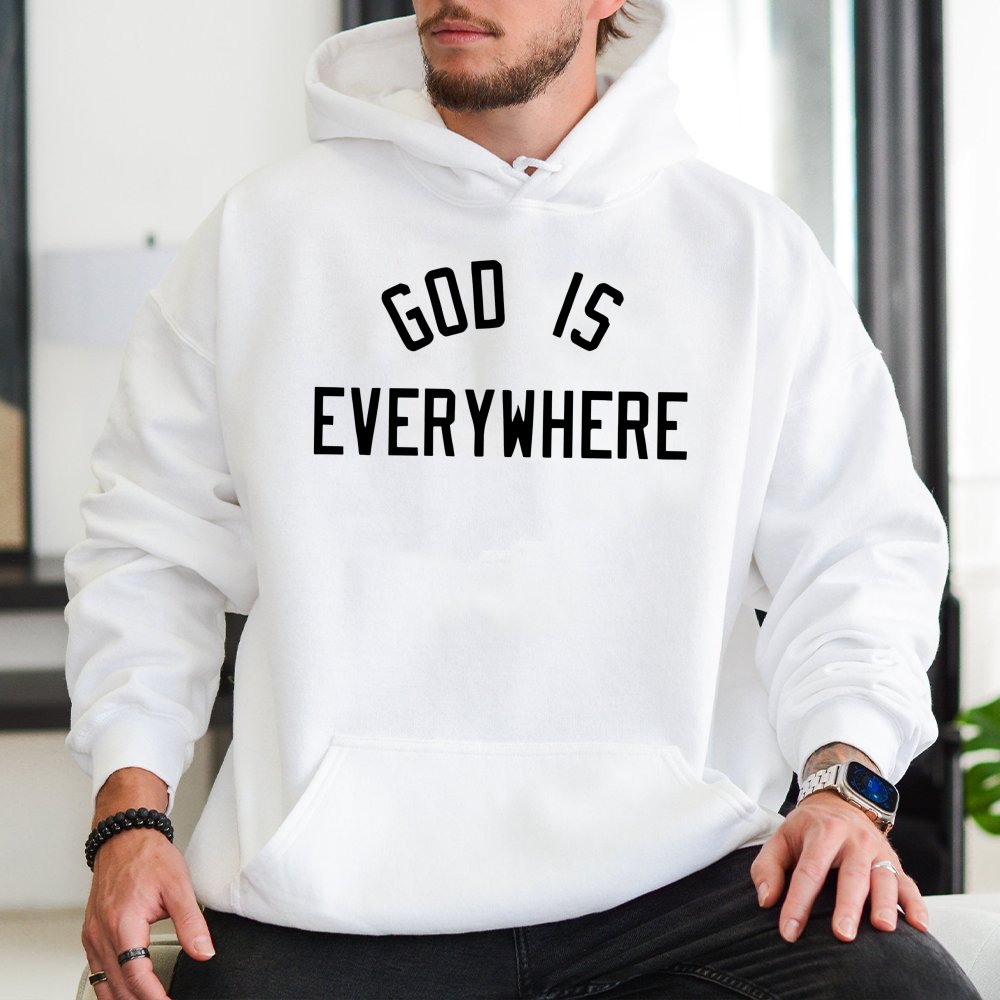God Is Everywhere Hoodie | Minimalist Faith Based Graphic | Premium Cotton Blend | Christian Gift for Men and Women