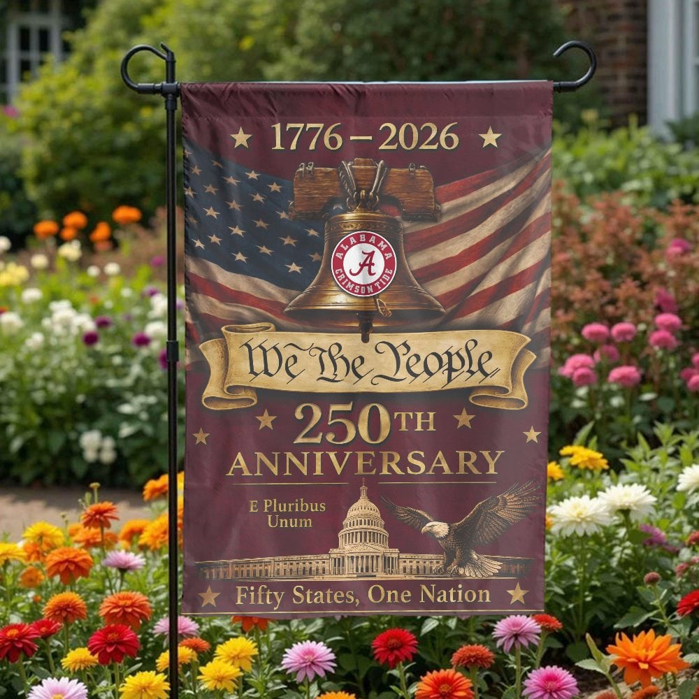 Alabama Crimson Tide Garden Flag | USA 250th Anniversary Patriotic Decor | Double-Sided Polyester | Collector's Gift for Fans