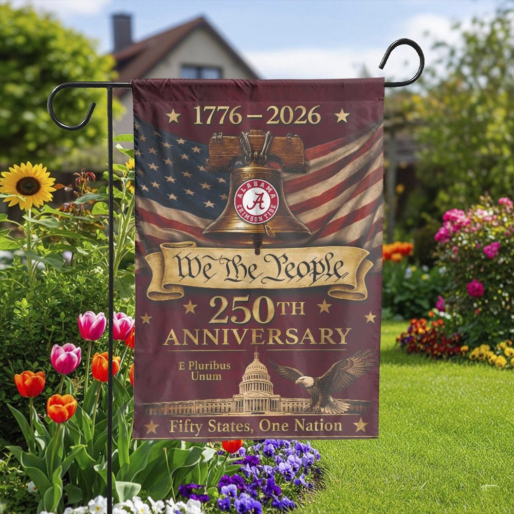 Alabama Crimson Tide Garden Flag | USA 250th Anniversary Patriotic Decor | Double-Sided Polyester | Collector's Gift for Fans