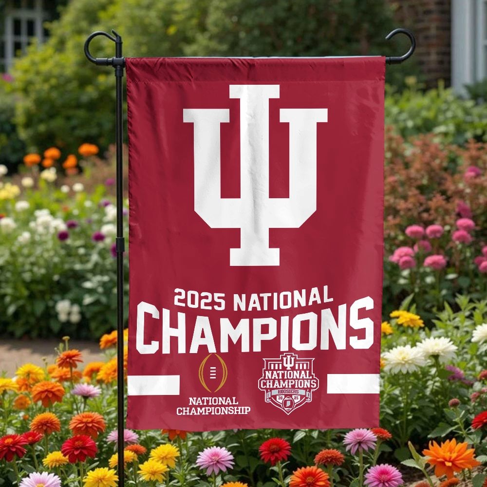 Indiana Hoosiers Garden Flag | 2025 National Champions Football Design | Double Sided Premium Banner | IU Football Fans Gift