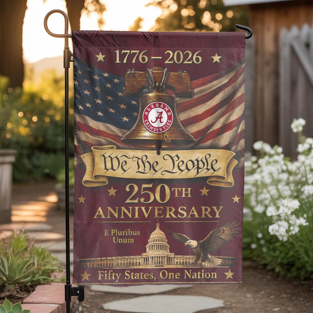 Alabama Crimson Tide Garden Flag | USA 250th Anniversary Patriotic Decor | Double-Sided Polyester | Collector's Gift for Fans