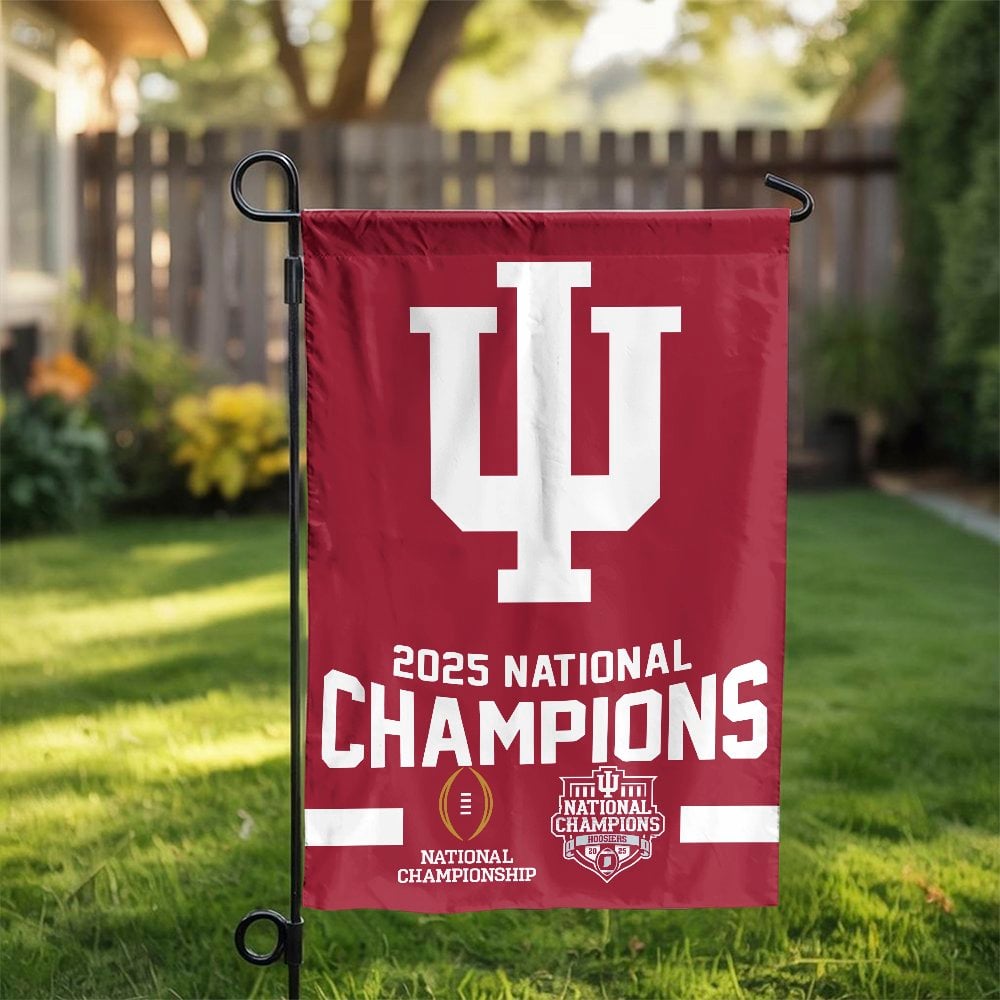 Indiana Hoosiers Garden Flag | 2025 National Champions Football Design | Double Sided Premium Banner | IU Football Fans Gift